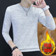 匹卡特（PIKATE）長袖T恤男士秋冬季韓版潮衛(wèi)衣服男裝保暖加絨打底衫純棉毛衣針織 1711灰色不加絨 XL