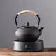 瓷牌茗茶具（cipaiming teaset） 鐵壺手工鑄鐵茶壺生鐵茶壺大容量功夫茶具泡茶燒水壺圍爐煮茶 黑丁鐵壺+簡(jiǎn)約黑電陶爐 0.9L