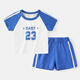 男童短袖套裝夏季嬰兒T恤純棉女童球服薄款兒童運動(dòng)服1歲寶寶夏裝 藍色 100