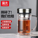 富光茶杯玻璃杯帶把手雙層水杯男過濾網(wǎng)辦公男女士耐高溫泡茶水杯子 旋風黑380ml【鋼蓋+加厚杯底】