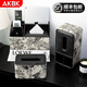 AKBK皮革紙巾盒客廳茶幾遙控器收納盒輕奢家用桌面創(chuàng)意抽紙盒2025新款 【超值三件套】復(fù)古印花刺繡