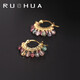 若華（RUOHUA）雀月 彩色糖果碧璽耳環(huán)耳飾女S925銀新年禮物 3.5-4.5mm