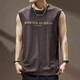 潮天士純棉短袖背心男寬松坎肩男士無(wú)袖體恤運動(dòng)健身籃球大碼汗衫上衣 深咖色 2XL 【160-180斤】