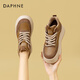 達芙妮加絨休閑板鞋女冬季高幫鞋2025新款小個(gè)子厚底松糕鞋保暖東北棉鞋 咖色 37