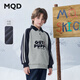 馬騎頓（MQD）MQD冬季新品男大童經(jīng)典學(xué)院風(fēng)字母翻領(lǐng)加絨衛衣 淺麻灰 130