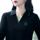 語(yǔ)縵高端長(cháng)袖T恤女2025新款翻領(lǐng)polo衫女寬松t恤套頭衫春秋季上衣女 黑色 XL (110-120斤)