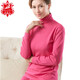 水晶豆 女士高領(lǐng)保暖內衣全棉中老年人棉毛衫男純棉老人秋衣秋褲套裝寬松大碼打底秋冬季 女高領(lǐng)-玫紅 XL