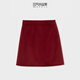 三只小山羊春夏季新款小香風(fēng)款 a字裙 100純羊絨女士半身裙洋氣小短裙 唐釉紅 S