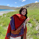 瞐大師青海湖沙漠旅游大披肩女圍巾兩用防曬保暖茶卡鹽湖民族風(fēng)斗篷外套 紅色