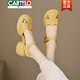 卡帝樂(lè )鱷魚(yú)（CARTELO）斷碼踩屎感包頭羅馬涼鞋女2025夏季新款粗跟真皮鏤空高跟鞋 黃色 38