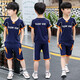 奧米鼠男童運(yùn)動短袖套裝中大童夏裝球服兩件套小學(xué)生男孩14兒童短袖衣服 藏青 130