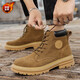 馬丁靴男冬季加絨保暖男靴英倫風(fēng)硬漢工裝靴男時(shí)尚百搭中幫大頭皮靴男戶(hù)外冬天棉鞋男耐磨大碼靴子男士短筒靴 卡其(加棉) 46皮鞋碼