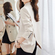 聞鶯燕小西裝外套女春夏2025新款感氣質(zhì)職業(yè)簡(jiǎn)約修身休閑女士西服上衣 米白色西裝 XL （建議體重119-134斤）