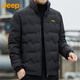 吉普（JEEP）羽絨服男冬季短款休閑立領(lǐng)外套男士保暖雙面穿衣服男裝 黑色 XL 