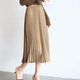 塔馳密司（touchmiss） 高端卡其色垂感百褶裙西裝中長(cháng)款歐貨洋氣半身裙子 卡其色 均碼