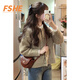 FSHE日系復(fù)古開衫上衣慵懶風(fēng)毛衣女春秋新款奶系穿搭短款針織衫女秋冬 卡其 M 95-110斤
