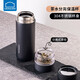 樂(lè )扣樂(lè )扣不銹鋼茶水分離保溫杯男士透明杯蓋泡茶便捷車(chē)載外出辦公室水杯 黑色【370ML】