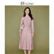 黛瑪詩(shī)顯瘦花裙子春秋新款溫柔甜美名媛風(fēng)優(yōu)雅小香風(fēng)連衣裙女 粉色 M