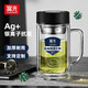富光雙層玻璃杯透明茶杯辦公杯把手大容量男高硼硅水杯子生日送禮物 黑色 560ml【升級抗菌加厚】