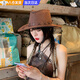 明月歸西部牛仔帽戶外旅游休閑男女遮陽(yáng)帽仿麂皮絨夏季防曬清涼騎士帽子 深咖色（56-58）