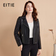 愛(ài)特愛(ài)（EITIE）復古氣質(zhì)斜拉鏈修身顯瘦羊皮外套秋冬新款真皮皮衣女7593203 極簡(jiǎn)黑20 L 165