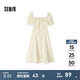 森馬（Semir）連衣裙女方領(lǐng)雪紡裙溫柔少女感夏季俏皮泡泡袖肌理碎花裙森系 白黃色調(diào)00313 M