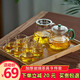 宣室堂 耐熱加厚玻璃家用功夫茶具套裝 家用不銹鋼過(guò)濾茶漏分茶器 茶壺花茶杯茶盤(pán)公道杯帶茶 漏整套茶具 茶具9件套裝
