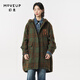 幻走（MOVEUP）冬季新款.FUN系列連帽繡花設計師長(cháng)款毛呢外套女 綠棕格 L