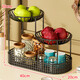 林家小子輕奢水果盤(pán)家用客廳茶幾多層蛋糕零食擺放展示盒收納筐高檔水果籃 黑色大號【雙層圓款】