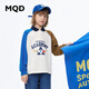 MQD男童POLO衫春季新品兒童長(zhǎng)袖T恤膠印撞色上衣 米白色 170 (3XL)