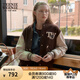 Teenie Weenie小熊女裝色美式高街復古潮酷棒球服短外套毛呢大衣 棕色 S
