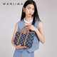 萬(wàn)里馬（wanlima）丹寧水桶包托特包大容量通勤印花牛仔布單肩斜跨手提女包七夕禮物 牛仔藍/杏仁棕