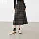 對白復古美拉德撞色格紋半身裙女2025冬季新款高級感通勤毛呢裙子 榛果棕 L