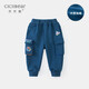 齊齊熊（ciciibear）男童加絨褲子春冬新款兒童休閑長(cháng)褲保暖寶寶工裝褲 藍色 100