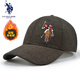 U.S.POLO ASSN.保羅帽子男士女羊毛呢棒球帽硬頂款中老年秋冬保暖防風(fēng)刺繡休閑 咖啡色 可調(diào)節(jié)(54至60cm)