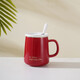 馬克杯帶蓋勺情侶陶瓷杯子女可愛(ài)創(chuàng  )意家用辦公室咖啡水杯夏季男生 杯+蓋+勺英文紅