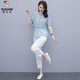 啄木鳥(niǎo)棉麻休閑套裝女裝夏季2025新款時(shí)尚小個(gè)子高端亞麻兩件套洋氣減齡 藍色 M(建議90-105斤)
