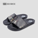 寶人（Boree）拖鞋外穿男士夏季新品時尚個性潮3D猴子平底一字拖防滑耐磨網(wǎng)紅鞋 黑色 39