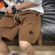 RLZN胖子大碼240斤短褲男士夏季大褲衩寬松休閑運動五分褲夏季短褲 咖啡色 4XL 180-205斤