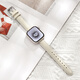 炫戴適用蘋果手表S9/S10表帶真皮apple iWatch8/7/6/5/4小蠻腰se簡(jiǎn)約ultra2女士款商務(wù)高級(jí)替換腕帶夏 適用38/40/41/S10【42mm】表盤-米白