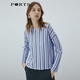 PORTS寶姿 商場同款新品女裝氣質(zhì)百搭條紋針織上衣LL8K414RKE004 貝爾藍(lán) S