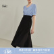 范思蓝恩22FS2036法式分割鱼尾半身裙女夏季新款A字高腰伞裙 黑色 XL