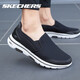 斯凱奇（SKECHERS）男鞋健步鞋一腳蹬懶人鞋夏季男子網(wǎng)面透氣運動鞋輕便休閑鞋 黑色/白色216013 42.5 /9/270mm