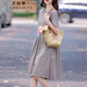 衣典零一（LEDIALYI） 2023夏季女裝新款休閑氣質(zhì)中年顯瘦遮肚子棉麻連衣裙a字裙子夏天 圖片色 M