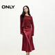 ONLY秋季時(shí)尚潮流高級感遮肉套裝長(cháng)款圓領(lǐng)連衣裙女|124346009 E17 皮革紫紅色 S (160) 80A