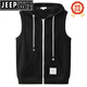 JEEP SPIRIT拉鏈開衫帶連帽背心無袖衛(wèi)衣馬夾男裝運動休閑純棉毛圈馬甲 黑色 8222# 2XL