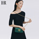 HR赫蓮娜包包女包時(shí)尚女小方包頭層牛皮單肩包簡(jiǎn)約鏈條包女生日禮物 墨綠色
