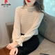 皮爾卡丹（pierre cardin）半高領(lǐng)蕾絲打底衫女秋冬裝2025秋季新款時尚顯瘦百搭長袖上衣小衫 杏色常規(guī) L [106-115斤]