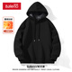班尼路加絨加厚純色連帽衛衣男個(gè)性ins潮流美式休閑寬松大碼套頭上衣服 【高密絨】-黑#純色 XL 【寬松顯瘦 休閑百搭】