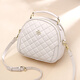 曼茲威新款韓版包包女包時(shí)尚菱格單肩包休閑百搭斜挎包質(zhì)感復古手提圓包 米白色